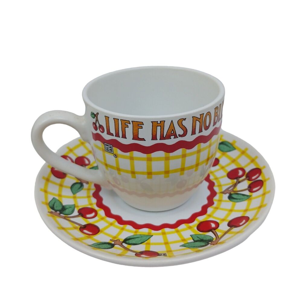 Mary Engelbreit Tea Cup Saucer Cherry Life has No Blessing like a Good friend